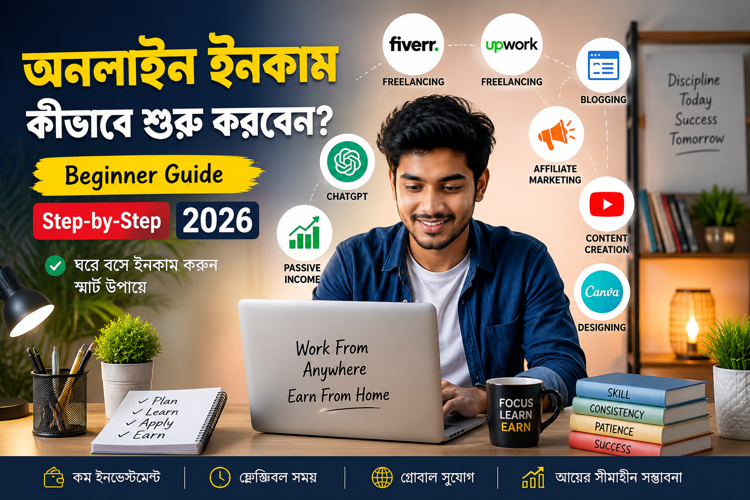 অনলাইন ইনকাম (Online Income) কীভাবে শুরু করবেন? Beginner Guide Step-by-Step 2026